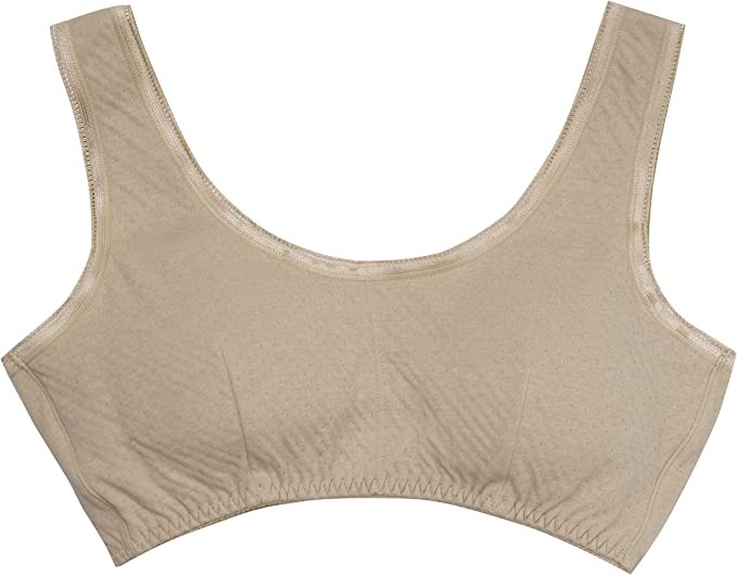Selvan Cotton Super Soft Gauze Braided Soft Cup Bra Beige L Size